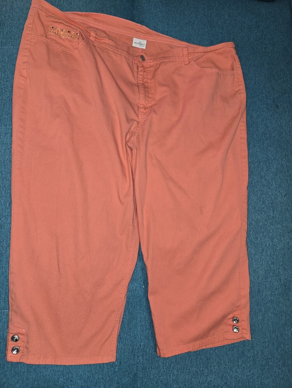 Jaclyn Smith Rhinestone Studded Capri Pants US Women's Plus Size 22W Coral
